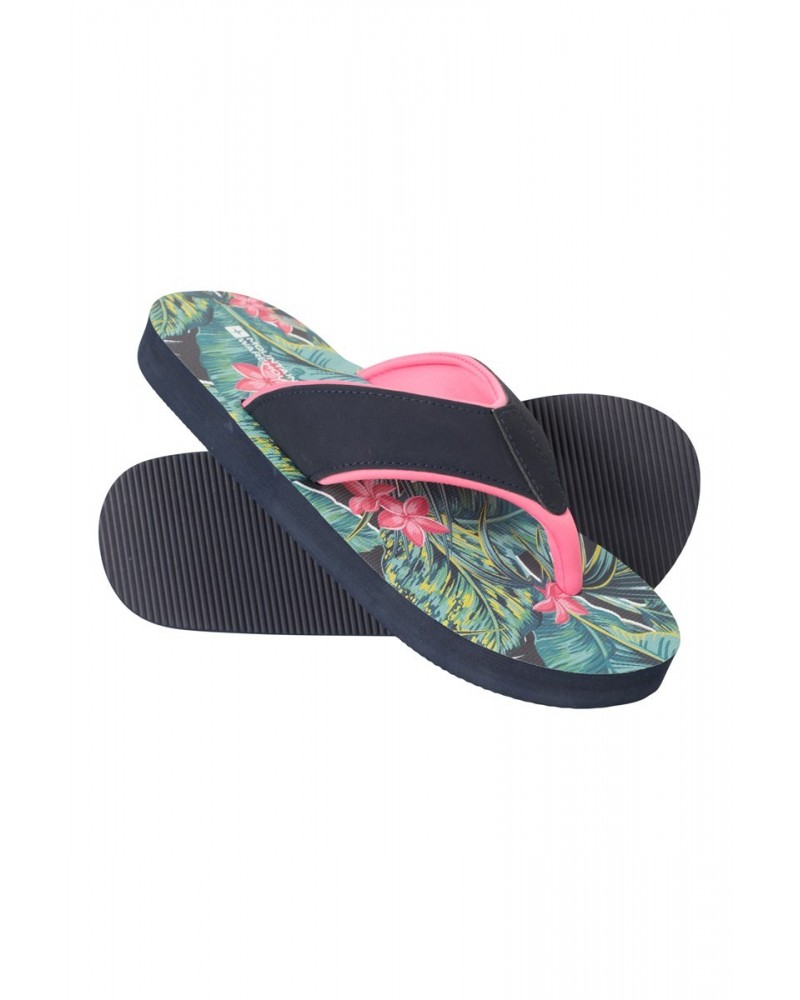 Vacation Recycled Printed Womens Flip-Flops Dark Green $14.03 Footwear