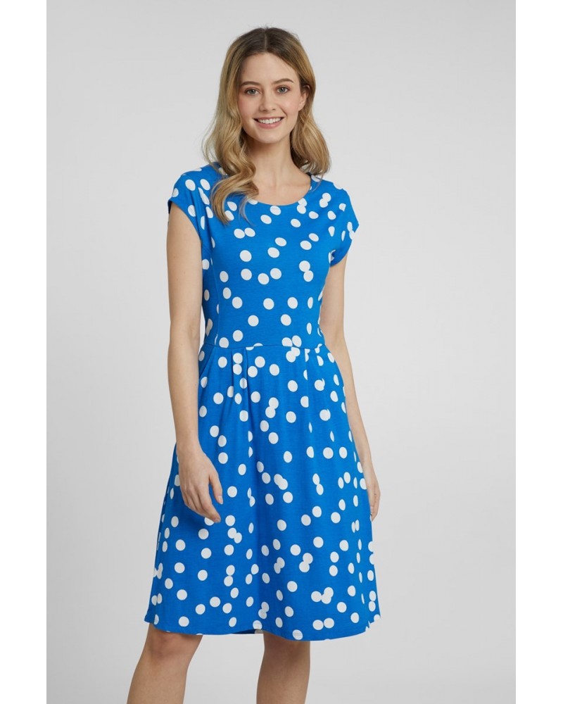 Sorrento Womens Printed Short Sleeve UV Dress Bright Blue $18.86 Dresses & Skirts