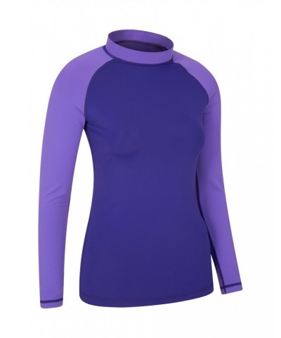 Womens Long Sleeve Rash Guard Light Purple $19.60 Swimwear