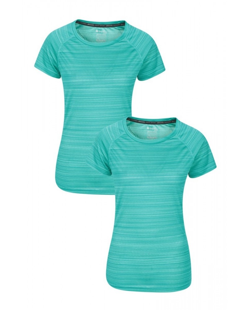 Endurance Striped Womens Tee Multipack Teal $14.84 Tops