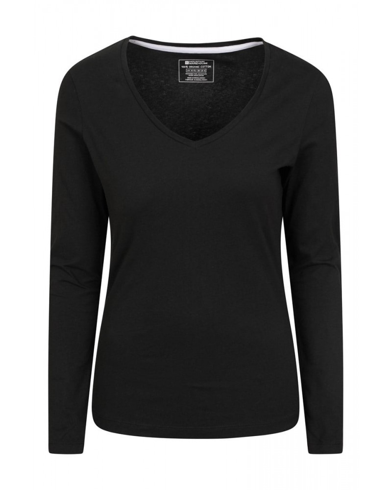 Eden Womens Organic V-Neck T-Shirt Black $15.59 Tops