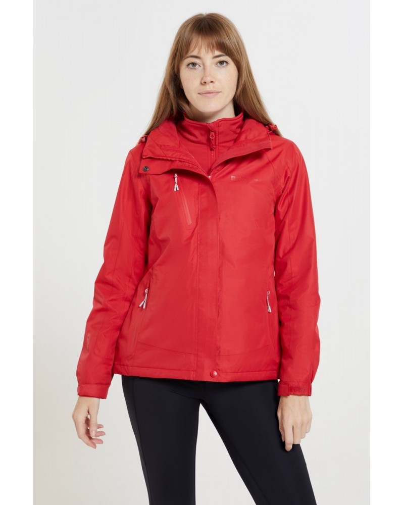 Bracken Melange Womens 3 in 1 Jacket Active Red $41.00 Jackets