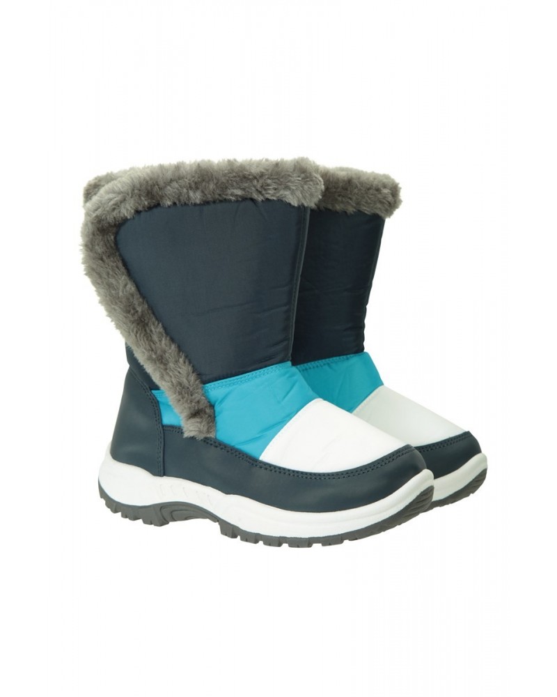 Caribou Kids Faux Fur Trim Adaptive Snow Boots Navy $20.00 Footwear