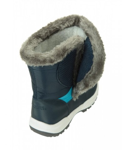 Caribou Kids Faux Fur Trim Adaptive Snow Boots Navy $20.00 Footwear