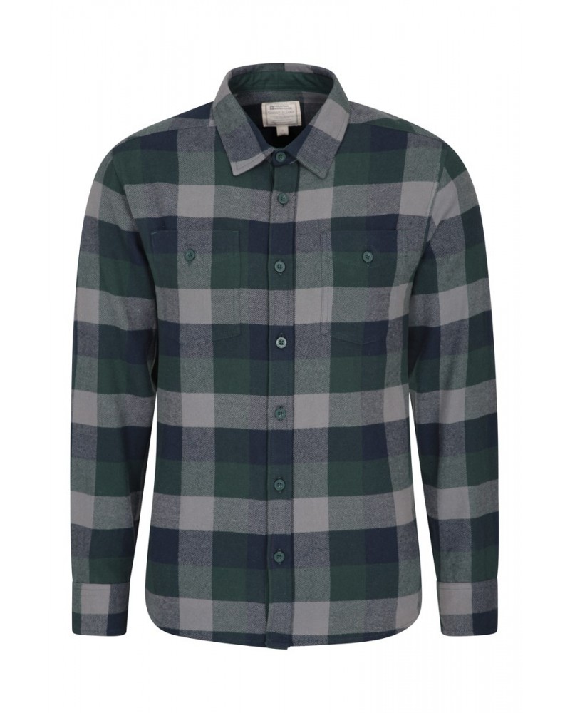 Lumberjack Flannel Long Sleeve Mens Shirt Dark Green $16.23 Tops