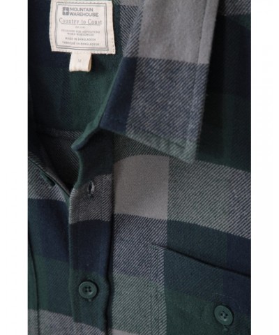 Lumberjack Flannel Long Sleeve Mens Shirt Dark Green $16.23 Tops