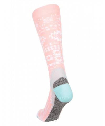 Polar Womens Patterned Merino Technical Knee Length Ski Socks Coral $13.74 Accessories