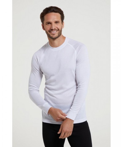 Talus Mens Long Sleeved Round Neck Top White $13.10 Thermals