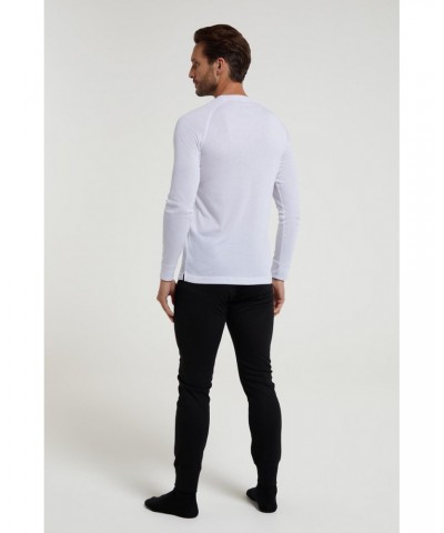 Talus Mens Long Sleeved Round Neck Top White $13.10 Thermals