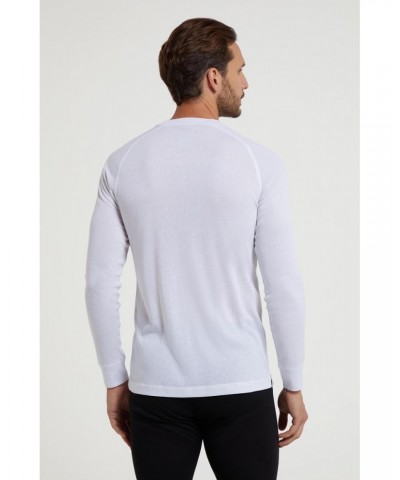 Talus Mens Long Sleeved Round Neck Top White $13.10 Thermals