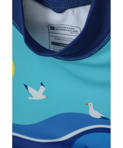 Shark Short Sleeved Kids Rash Guard Blue $10.99 Tops