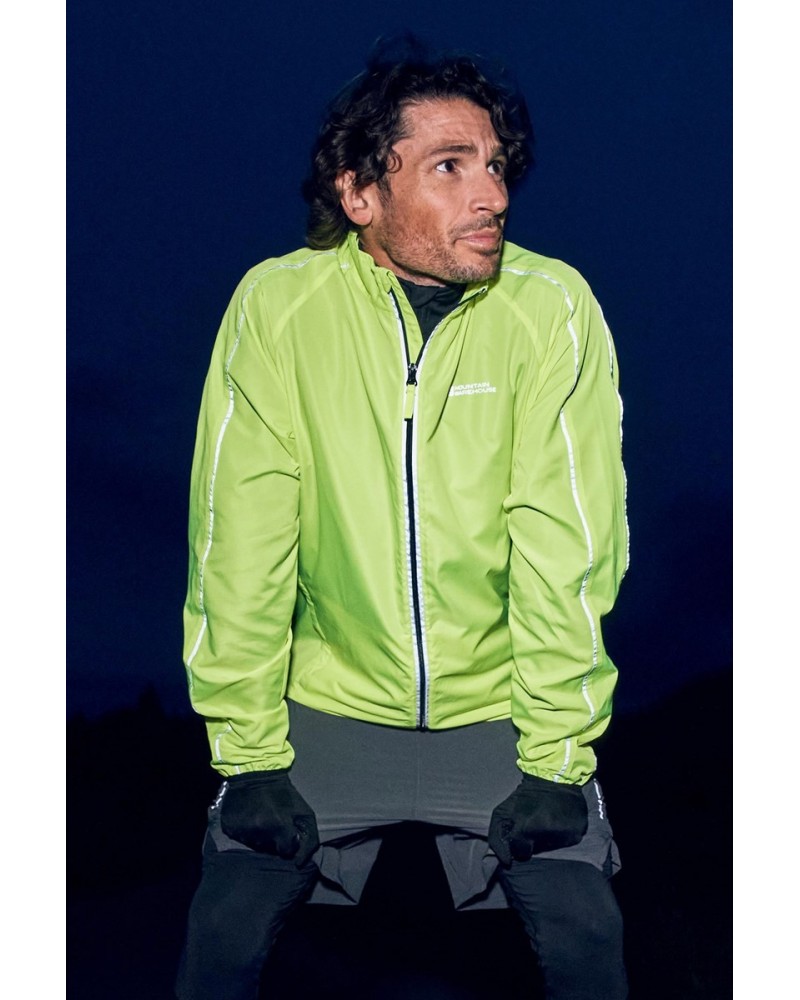 Force Mens Reflective Water-Resistant Running Jacket Yellow $23.39 Active