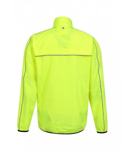 Force Mens Reflective Water-Resistant Running Jacket Yellow $23.39 Active