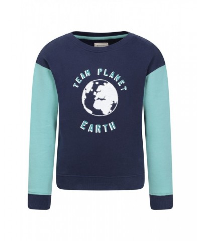 Kids Organic Slogan Sweatshirt Blue $12.09 Tops