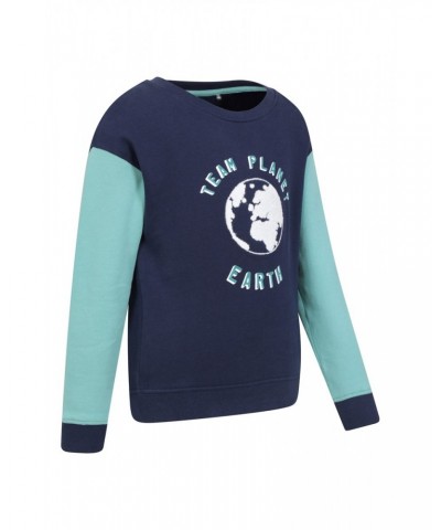 Kids Organic Slogan Sweatshirt Blue $12.09 Tops