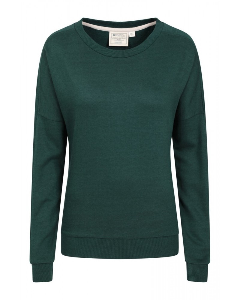 Bamboo Womens Loungewear Sweatshirt Dark Green $22.41 Loungewear