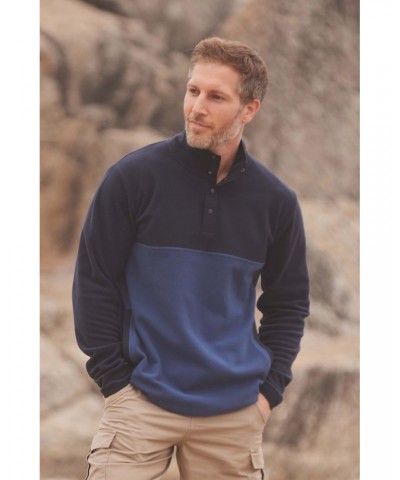 Crowan Mens Panelled Fleece Navy $14.24 Fleece