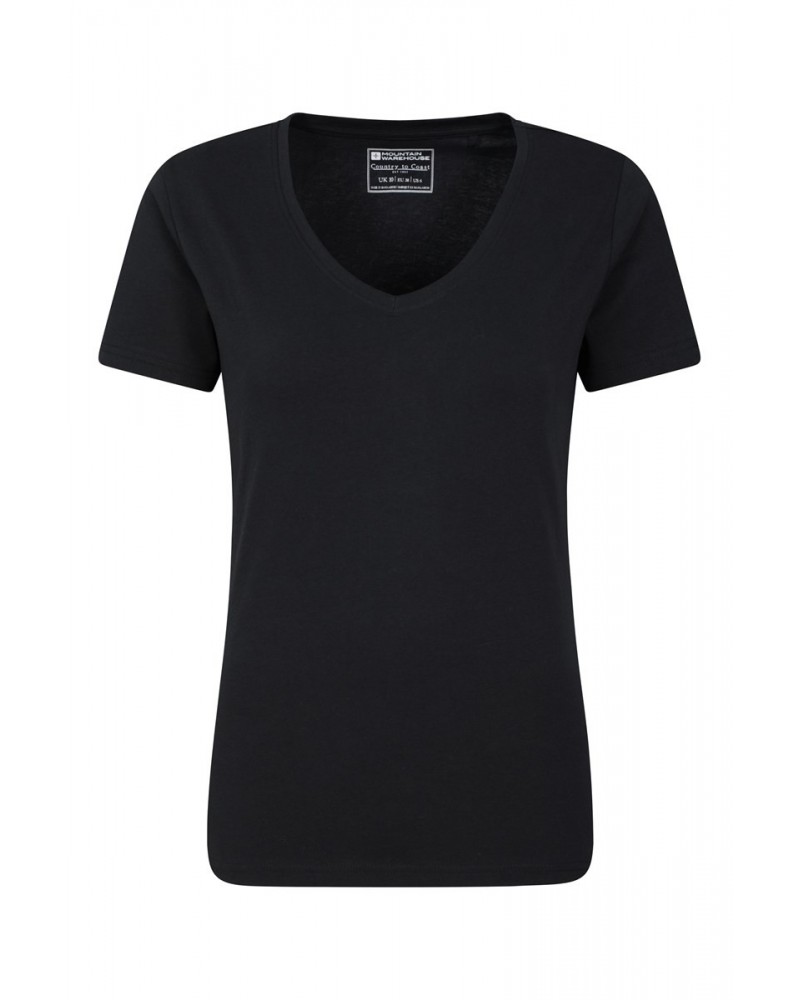 Basic V-Neck Womens Tee Black $10.39 Tops