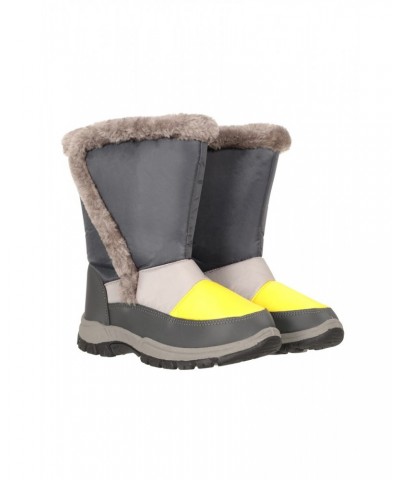 Caribou Kids Faux Fur Trim Adaptive Snow Boots Yellow $18.40 Footwear