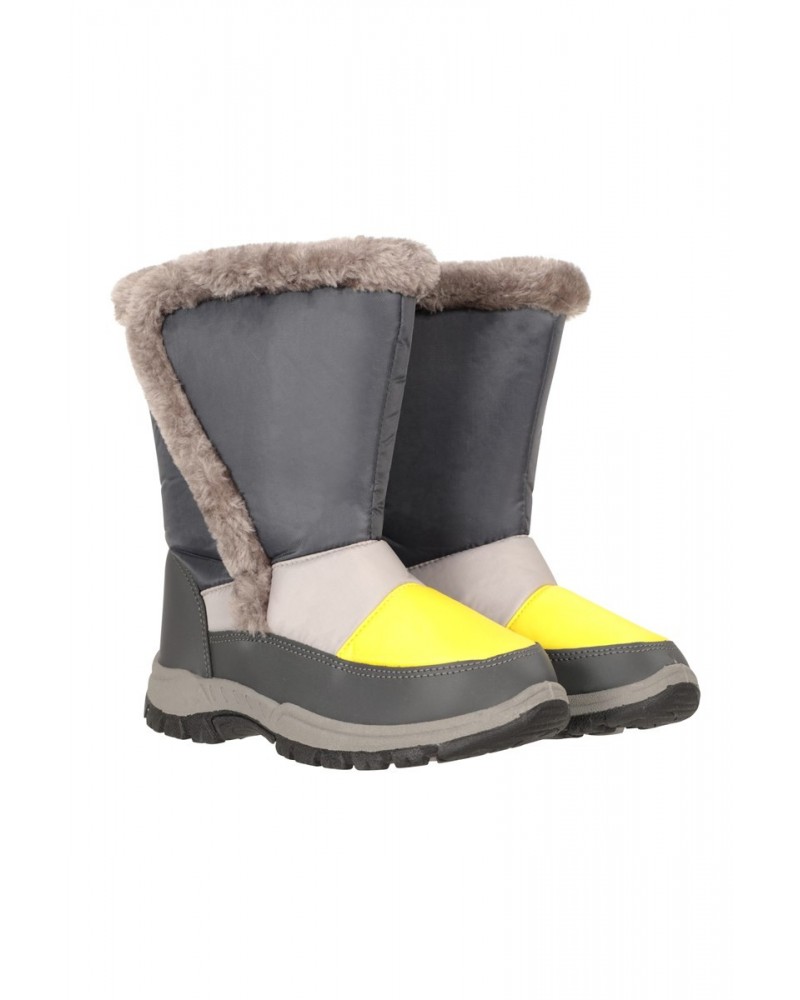 Caribou Kids Faux Fur Trim Adaptive Snow Boots Yellow $18.40 Footwear