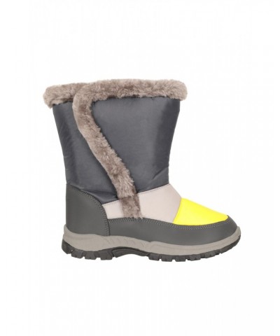 Caribou Kids Faux Fur Trim Adaptive Snow Boots Yellow $18.40 Footwear