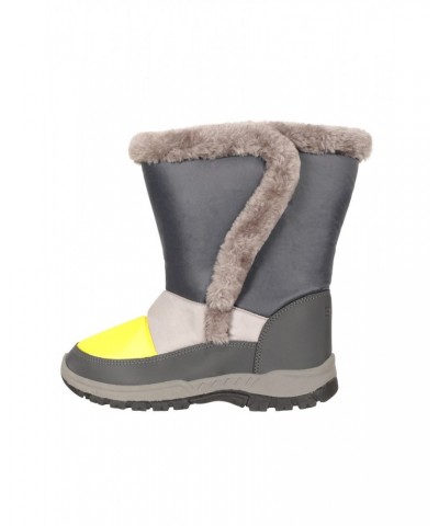 Caribou Kids Faux Fur Trim Adaptive Snow Boots Yellow $18.40 Footwear