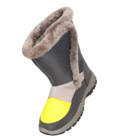 Caribou Kids Faux Fur Trim Adaptive Snow Boots Yellow $18.40 Footwear