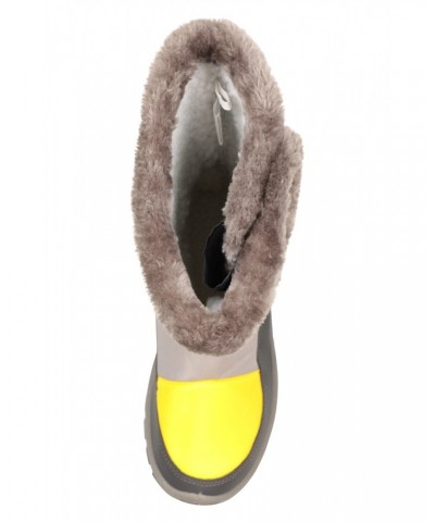 Caribou Kids Faux Fur Trim Adaptive Snow Boots Yellow $18.40 Footwear