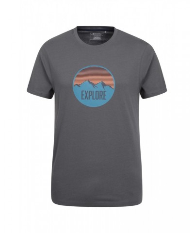 Explore Mountain Organic Mens T-Shirt Charcoal $11.00 Tops