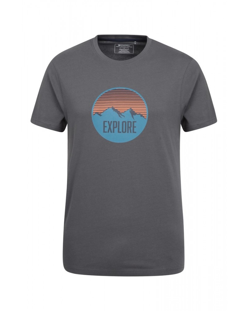 Explore Mountain Organic Mens T-Shirt Charcoal $11.00 Tops