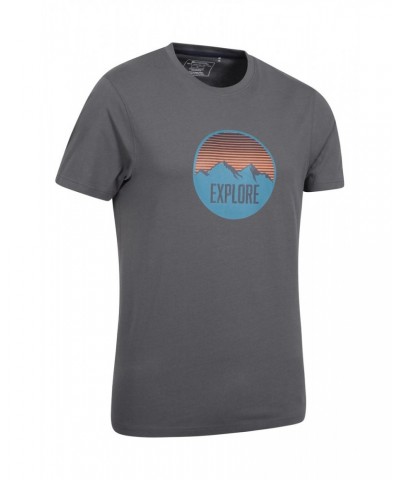 Explore Mountain Organic Mens T-Shirt Charcoal $11.00 Tops