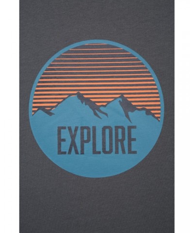 Explore Mountain Organic Mens T-Shirt Charcoal $11.00 Tops