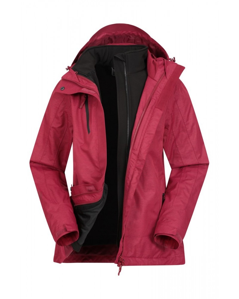 Bracken Melange Womens 3 in 1 Jacket Red $44.00 Jackets