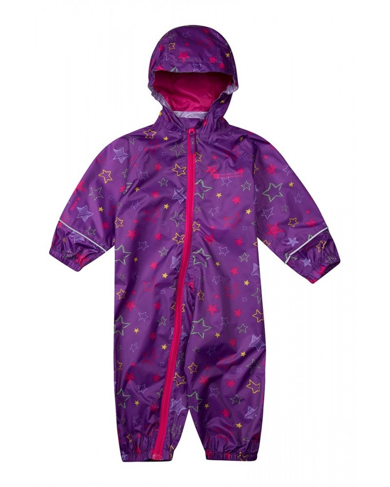 Puddle Kids Printed Waterproof Rain Suit Purple $16.45 Babywear