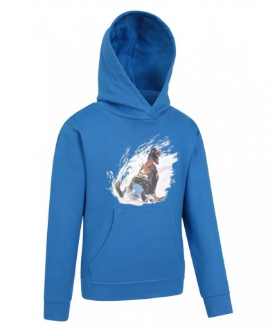 Dino Snow Mobile Kids Organic Hoodie Cobalt $17.09 Tops