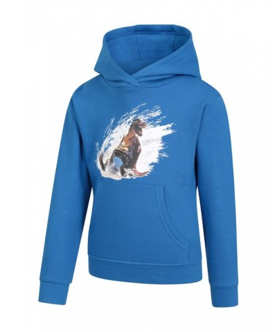 Dino Snow Mobile Kids Organic Hoodie Cobalt $17.09 Tops