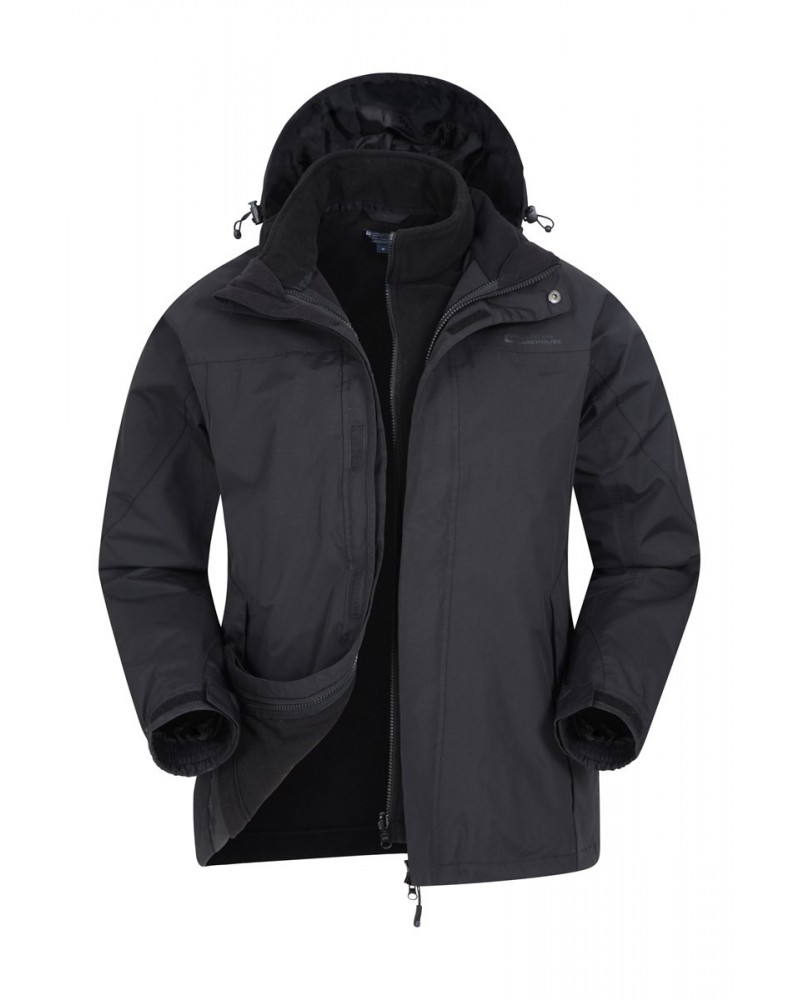 Storm Mens 3 in 1 Waterproof Jacket Jet Black $32.30 Jackets