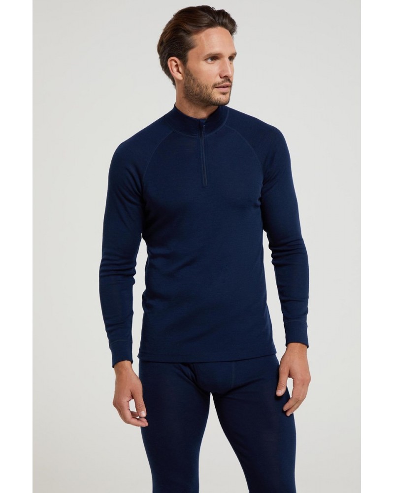 Merino II Mens Zip Neck Base Layer Top Navy $18.00 Thermals