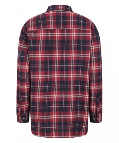 Billie Womens Check Oversized Shirt Burgundy $14.78 Tops