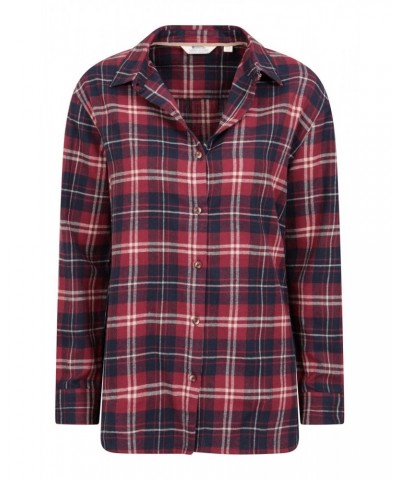 Billie Womens Check Oversized Shirt Burgundy $14.78 Tops