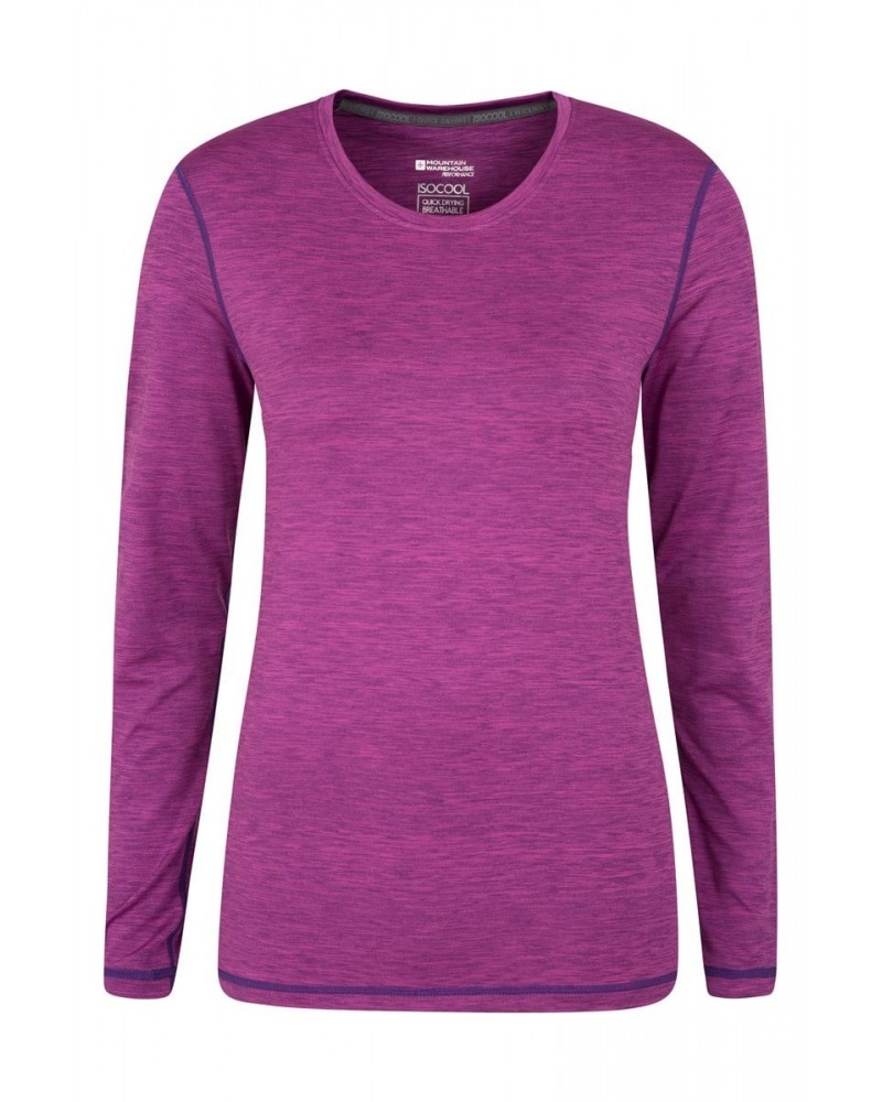 Panna Womens Long Sleeved Top Purple $15.33 Active