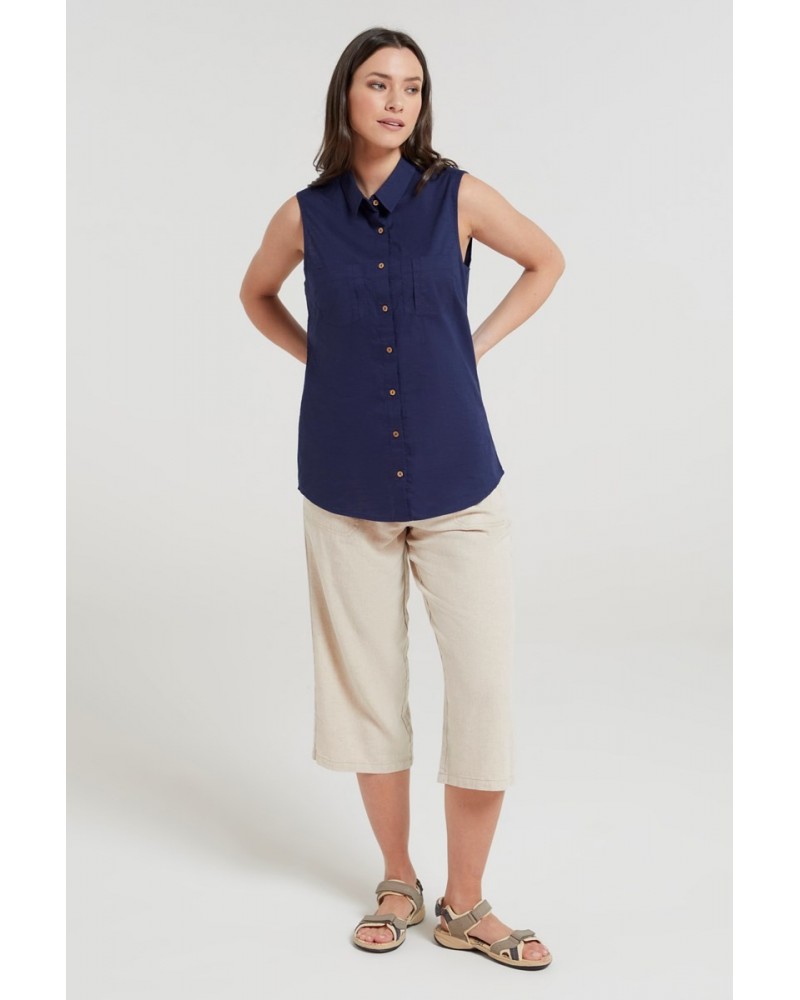 Coconut Sleeveless Womens Shirt Navy $18.47 Tops