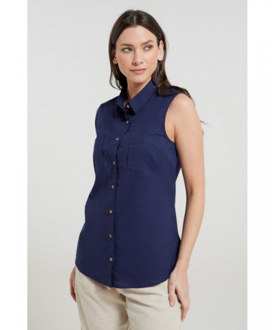 Coconut Sleeveless Womens Shirt Navy $18.47 Tops