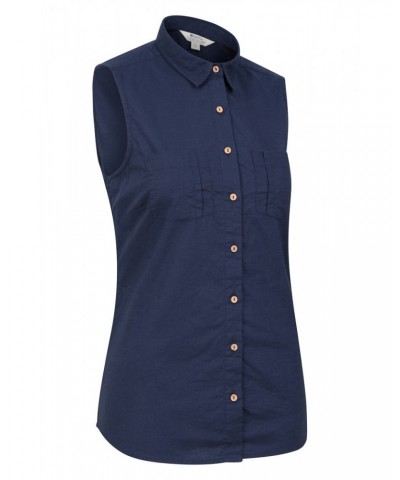 Coconut Sleeveless Womens Shirt Navy $18.47 Tops