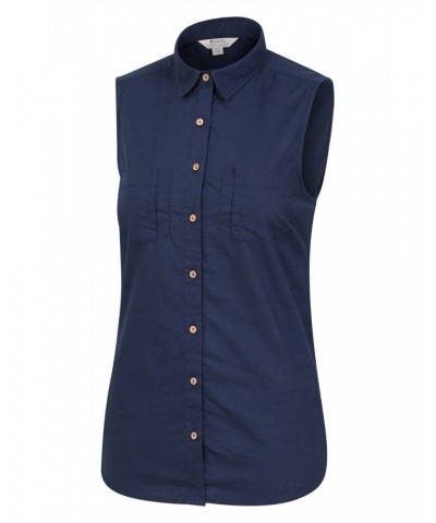 Coconut Sleeveless Womens Shirt Navy $18.47 Tops