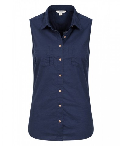 Coconut Sleeveless Womens Shirt Navy $18.47 Tops