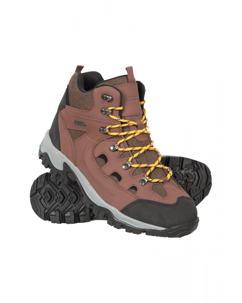 Adventurer Mens Waterproof Leather Boots Brown $24.94 Footwear