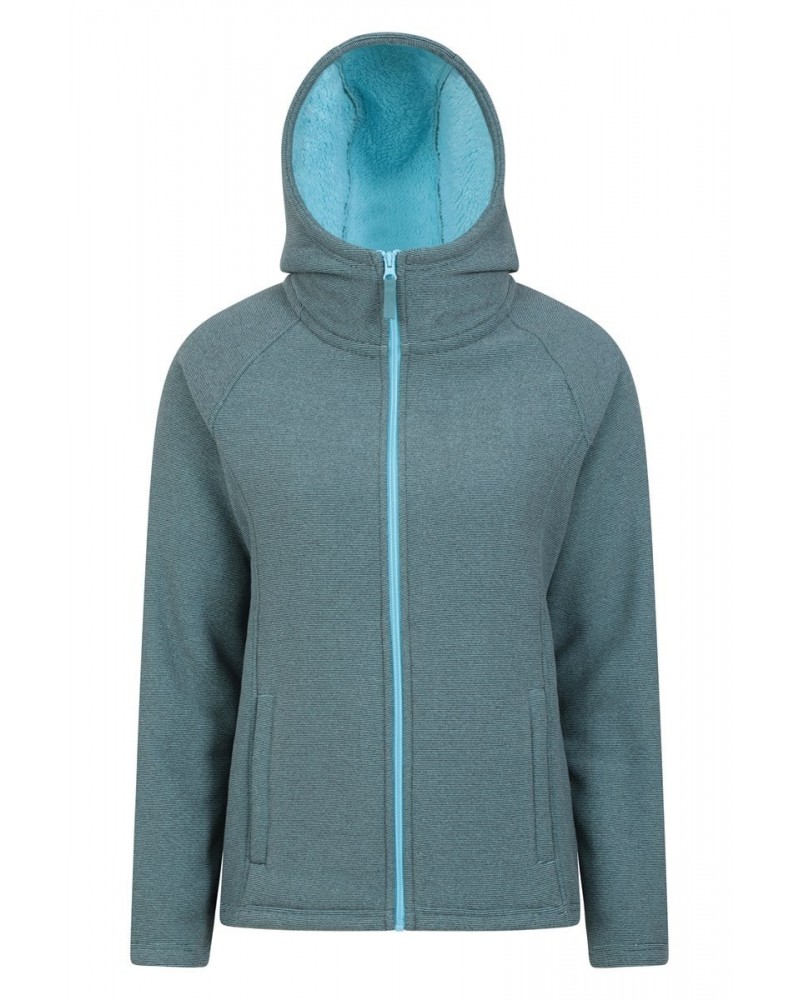 Hebridean Womens Fur Lined Fleece Hoodie Blue $21.65 Fleece