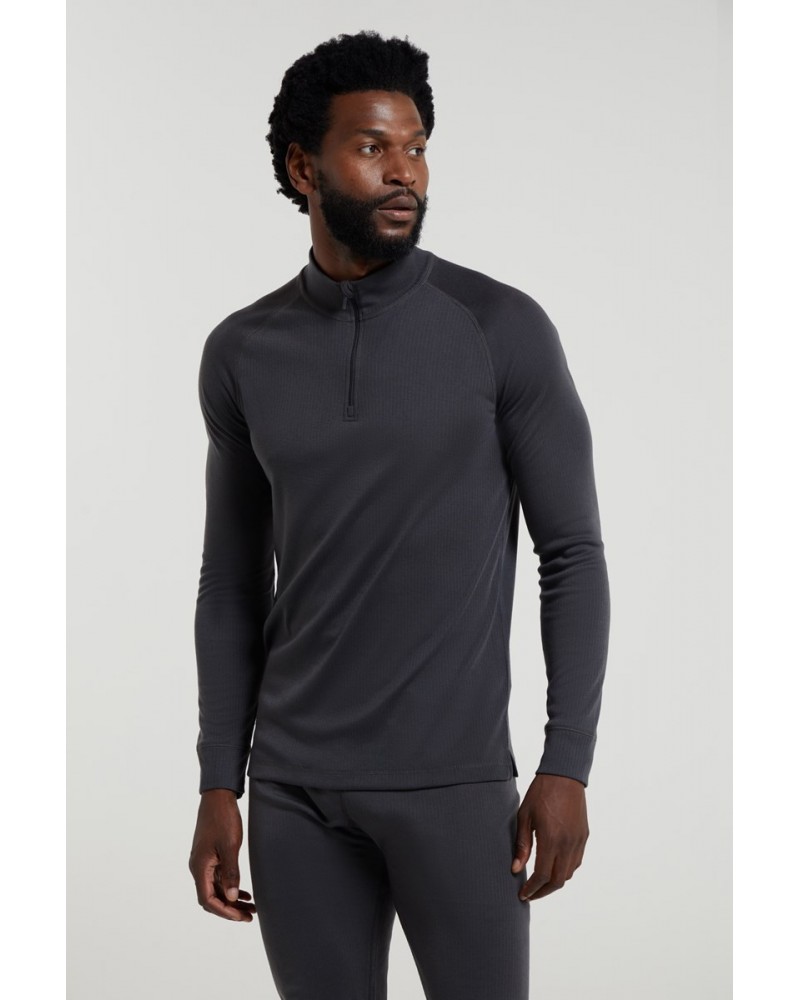 Talus Mens Long Sleeved Zip Neck Top Charcoal $13.79 Thermals