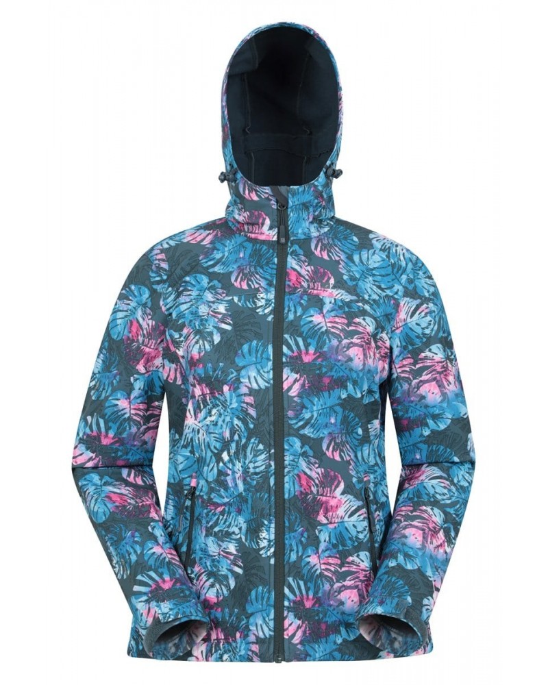 Exodus Womens Printed Water Resistant Softshell Blue $36.39 Jackets